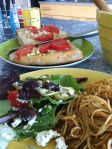 Spaghetti w/ olive & feta salad